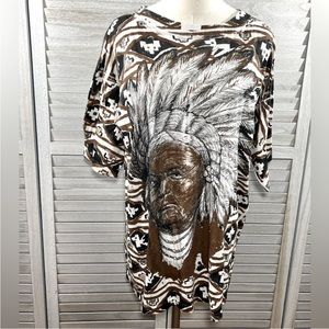 MEGA TOP 100% Cotton Native American
Graphic Tee-Large